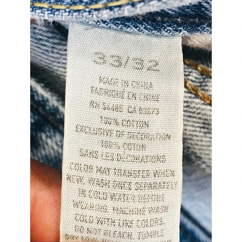 American Eagle Distressed Jeans Mens 30x31 Light Wash Straight Leg Frayed Hem